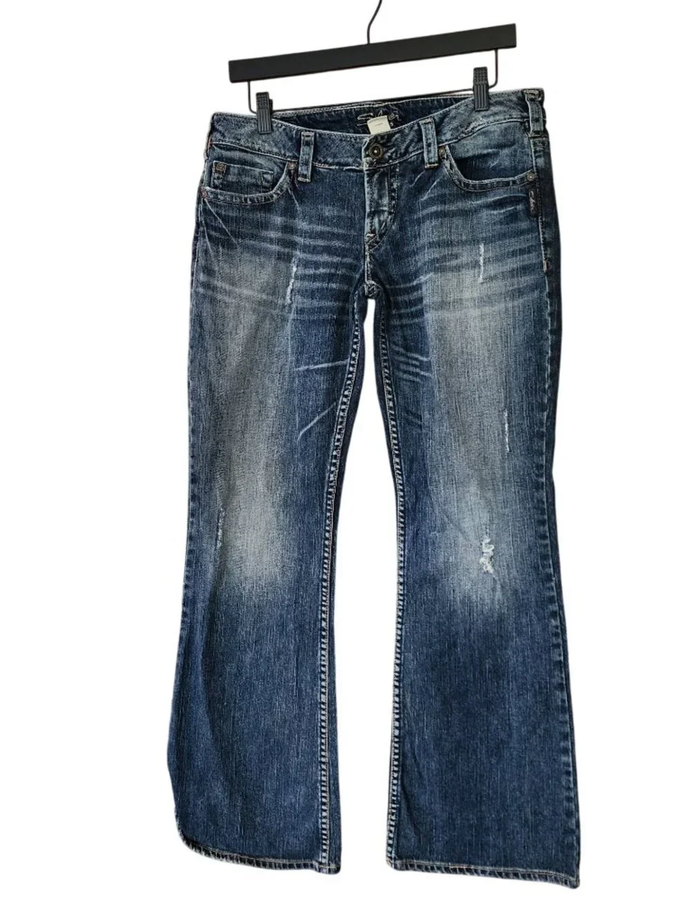 Vintage Y2K Silver Jeans Pioneer Bell Bottoms Womens Size 32/31